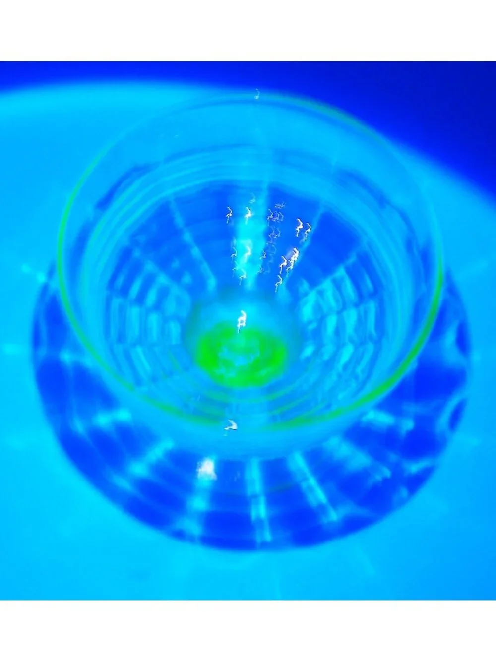 Vintage Uranium Glass Ribbed Banded Footed Sherbet Cups Set of 6